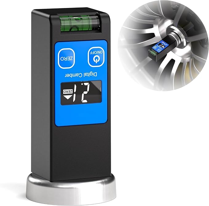 Universal Wheel Alignment Tool, Magnetic Digital Caster Camber Gauge, LCD Camber Alignment Tool for Car Truck RV SUV Motorcycle, 90° to + 90°