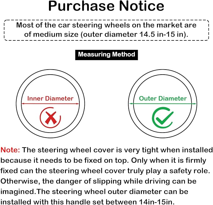 Steering Wheel Cover, Gray White Leather Steering Wheel Cover 14.5-15 Inch Non-Slip Breathable Microfiber Car Steering Wheel Covers for Men Women