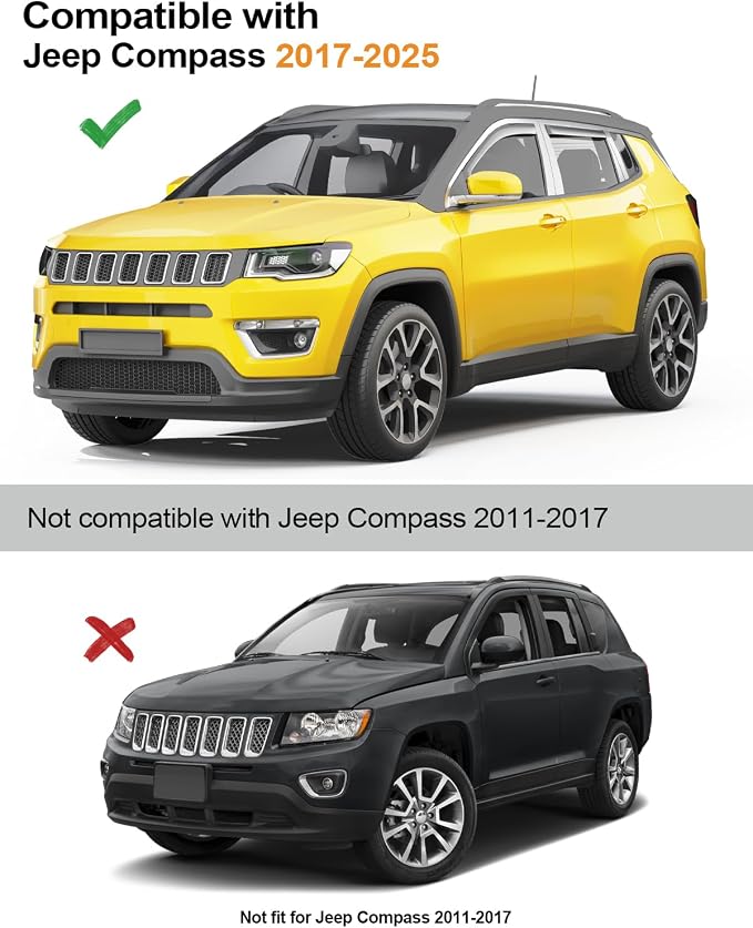 in-Channel Window Rain Guards Fit for Jeep Compass 2017-2026 Low Profile Rain Guards Extra Durable Window Deflectors Visors Vent Visors Vent Shades Car Accessories-4pcs