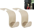 Car Headrest Hooks (4-Pack) — Leather Seat-Back Organizer Hangers