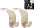 Car Seat Headrest Hook Universal Vehicle Storage Hanger Leather with Metal Car Seat Back Organizer for Handbag Purse Coat Beige 2 Pack