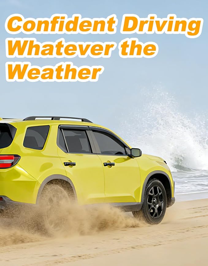 Low-Profile Window Rain Guard for Honda Pilot 2023-2026 Side Window Visors Extra-Thick Vent Visor Honda Pilot Window Deflectors Vent Shades Car Accessories-4pcs