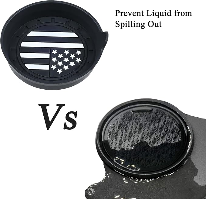 Car Cup Coaster Universal Non-Slip Silicone Cup Holder Insert Car Interior Accessories for Drink American Flag US Flag 4 Pack Black