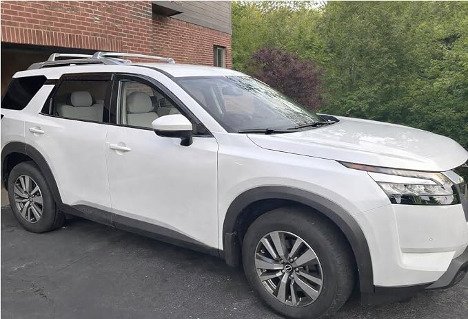 2022-2026 Tape-On Rain Guards for Nissan Pathfinder Side Window Visor Deflectors S SV SL Platinum Rock Creek Smoke Tinted Vent Shades 2023 2024 2025