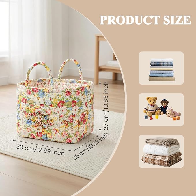 Floral Fabric Storage Basket Car Interior Storage Basket Underwear Sundries Laundry Baskets Supplies Home Organizer Bag (style 9)