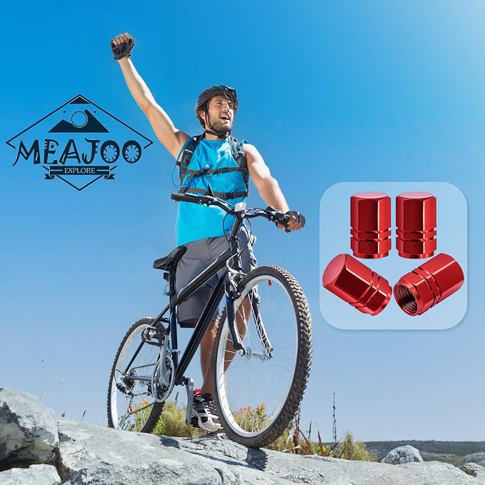 4PCS Tire Valve Stem Caps, with Rubber O-Ring, Corrosion Resistant Leak-Proof, Aluminum Alloy Universal Wheel Valve Covers for Cars, SUV, Trucks, Bikes, Motorcycles, Bicycles(Red)
