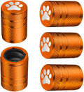 Tire Valve Stem Caps - (5 Pack) Metal Air Caps with Plastic Liner, Corrosion Resistant, Leak-Proof, Dog Cat Paw Universal Stem Covers for Cars Trucks Motorcycles and Bikes - Orange