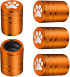 Tire Valve Stem Caps - (5 Pack) Metal Air Caps with Plastic Liner, Corrosion Resistant, Leak-Proof, Dog Cat Paw Universal Stem Covers for Cars Trucks Motorcycles and Bikes - Orange
