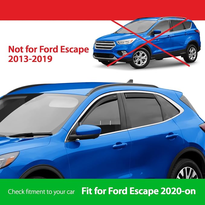 Goodyear Shatterproof in-Channel Window Deflectors for Ford Escape 2020-2026, Rain Guards, Window Visors for Cars, Vent Deflector, Car Accessories, 4 pcs - GY008084