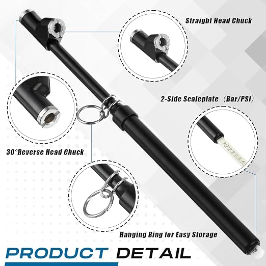 20 Pack Dual Head Tire Pressure Gauge Heavy Duty Air Pressure Tire Gauge for Auto Truck Car RV Van Gage Range 10-150PSI, 1-10Bar (Black)