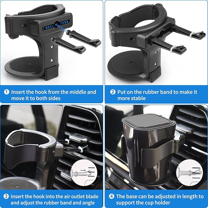 Cup Holder for Car, Cup Holder Expander for Car Air Vents, Car Ashtray Holder, Suitable for Cars and Trucks with Horizontal Blade Vents (1PCS)