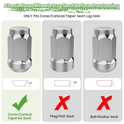 Golf Cart Wheel Lug Nuts for EZGO & Club Car, 1/2"-20 Size Chrome 16 PCS