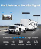 2 Solar Wireless Backup Camera, 6" 16:9 HD Monitor | Dual Antenna Strong Signal, Split Screen View for Balanced Dual Views, DVR Recording Back Up Camera for Car,SUV,Truck,Trailer