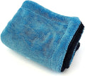 1200GSM Microfiber Car Drying Towel, Double-Twist Loop, Ultra-Absorbent, Quick-Dry, Lint- & Streak-Free, Scratch-Safe, for Car Wash & Detailing (1 Pack) (Dark Grey & Light Blue, 16" x 16")