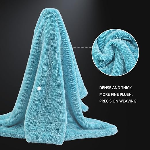 The Liquid8r - Absorbent 70/30 Blend Microfiber Drying Towel for Cars, Trucks, SUVs, Safe for Detailing + Scratch Free, Twist Loop, 1100gsm, 26.8in x 36.2in, Aqua Blue-MT037