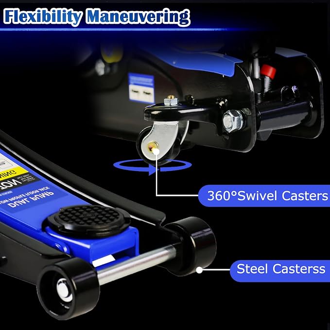 2 Ton Low Profile Floor Jack, Professional Trolley Hydraulic Jack, Heavy Duty Steel Racing Floor Jack with Single Piston Quick Lift Pump, 2Ton (4,000 lb) Capacity, Lift Range 3.3"-15.2"