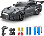 RC Drift Car, 1:24 Remote Control Car for Kids, 20KM/H 4WD High Speed RC Cars with Lights, Extra Racing Tires, Vehicle for Adults Boys Girls, Gray