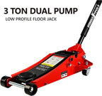 Floor Jack, Professional Heavy Duty Hydraulic Floor Jack, Low Profile Floor Jack, Steel Racing Floor Jack w/2 Piston Quick Lift Pump, Floor Jack Lifting 3.3"-19.7" 3 Ton(6000lb) Capacity Red