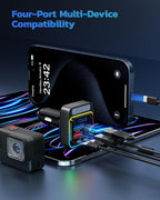 54W Bluetooth 5.3 Car Adapter Charger 4-Port Fast Charging [PD36W & QC3.0 18W], Wireless Radio FM Transmitter with Deep Bass Player, 5 Colors LED Backlit, Hands-Free Calling, Support USB Drive