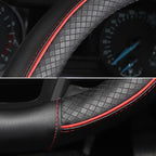 Steering Wheel Cover 14.5-15 inch (37-39 cm) Medium Size, Microfiber Leather, Non-Slip Comfortable Grip, Fits Cars Trucks SUVs, Black and Red