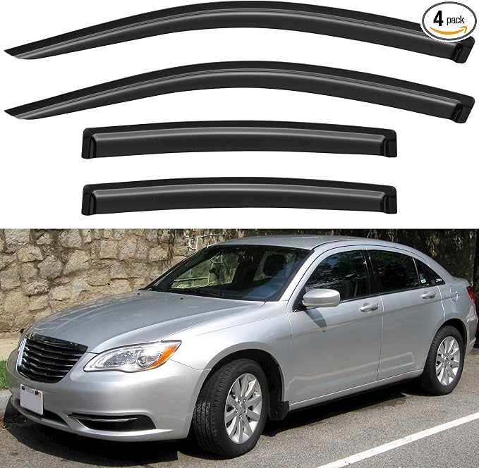 Window Visors Rain Guards for 2011 2012 2013 2014 Chrysler 200, Out-Channel Window Vent Wind Deflectors Visors Shades for 2007-2010 Chrysler Sebring