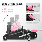 DNA Motoring Floor Jack with Socket and Lock, Low Profile Hydraulic Trolley Jack for Cars Lift, 2 Ton (4000 lbs) Capacity, Lifting Range 5.12"-13", Pink, TOOLS-00677-PK