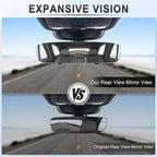 Rear View Mirror, Universal 12" (305mm) Wide-Angle Panoramic Convex Rearview Mirror with Clear Slim Frame, Strap-On Design Fits Original to Reduce Blind Spots for Cars SUVs Trucks