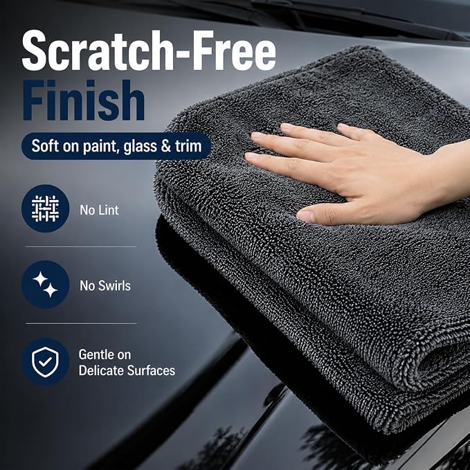 Twisted Loop Car Drying Towel, 28 x 36 in Extra Large Microfiber Auto Detailing Towel, Ultra Absorbent Lint-Free Scratch-Free Car Wash Towel for Paint, Glass, Mirrors & Trim