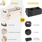 Car Trunk Organizer, Car Organizers and Storage Collapsible Multi Compartment Container Box, Adjustable Car Accessories for SUV Sedan Truck, Standard Size, Beige