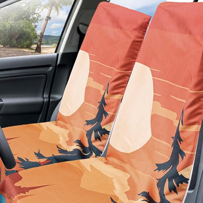 Car Seat Towel Covers with Storage Bag, 63 x 32 Inch Universal Non Slip Waterproof Sweat Protector for Car Truck, Gym Swimming Running, Machine Washable(2 Pack,Sunset)