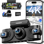 4K 360° Dash Cam, 4-Channel Car Camera Front and Rear Cabin & Sides with GPS, WiFi, Night Vision, 24H Parking Mode, Anti Vandalism for Truckers, Uber, Lyft, Rideshare & Delivery Drivers