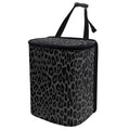 Black Leopard Print Car Trash Can with Lid, Leak Proof Auto Trash Bag Hanging Vehicle Garbage Can Multipurpose Storage Container for Back Seat Road Trip