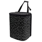 Black Leopard Print Car Trash Can with Lid, Leak Proof Auto Trash Bag Hanging Vehicle Garbage Can Multipurpose Storage Container for Back Seat Road Trip