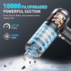 Handheld Car Vacuum Cleaner, 10000PA Vacuum Cleaner & Air Duster, 120W High Power Vacuum Portable Cordless, Hand Held Vacuum Rechargeable with Multi-Nozzles & LED Light for Home, Car, Office
