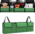 Car Trunk Organizer – Backseat Hanging Large Storage Bag with Adjustable Straps, Waterproof Collapsible Cargo Organizer with 4 Pockets, Space-Saving Trunk Storage for SUV Truck MPV (Green)