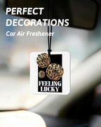 Trendy Leopard Print Lucky 8 Ball Orange Car Air Freshener 4 Pcs, Cheetah Dice Poker Square Hanging Air Freshener for Closet Drawer Books, Girly Y2k Car Accessories Mirror Decor for Women