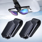 Sunglass Holder for Car (One-Handed-Operation, Gentle & Secure Hold, Silicone Padded, Universal Fit, Metal Clip) Visor Sunglass Holder Clip,Visor Sunglass for Car (Black, 2 Pack)