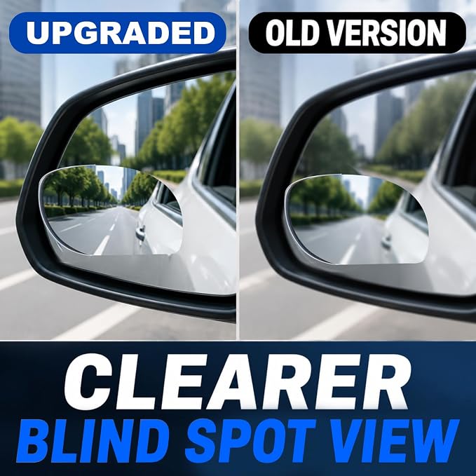 Blind Spot Mirrors - 2 Pack Oval HD Glass Frameless Convex Rear View Mirror with Wide Angle Adjustable Stick for Cars, Trucks, And Motorcycles Stuff Rearview Mirror Accessories Decor