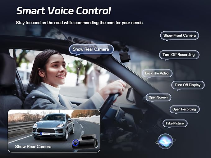 P1 Pro 4K Dash Cam Front and Rear, STARVIS 2 Sensor, 64GB Card, Dual Dash Camera for Cars with Full-Color Night Vision, HDR WDR, ADAS, GPS, WiFi & Voice Control, 24H Parking Mode, 3.39" Screen