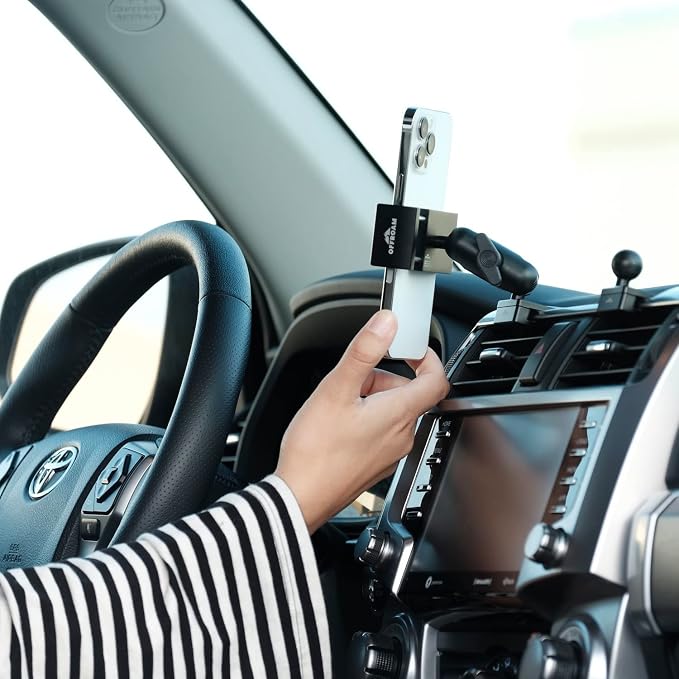 Phone Mount Made for Toyota 4Runner 2010-2024, CNC-Machined Aluminium, Universal Spring Loaded Holder, 360-Degree Swivel, One-Hand Operation