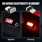 4 PCS USB LED Car Interior Atmosphere Lamp, Portable Mini LED Night Light, Plug-in USB Interface Trunk Ambient Lighting Kit, Universal Car Interior Accessories (Red)
