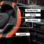 15 Inch Car Leather Steering Wheel Cover, Automotive Accessories Elastic Breathable Anti-Slip Soft Wheel Protector Fits Men and Women, Suitable for SUVs, Trucks, Vehicles and RVs (Orange)