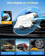 [True Military-Grade] Car Phone Holder [Best Suction & Clip] Cell Phone Mount for Dashboard Windshield Vent Truck Cradle Dash Stand for iPhone 15 Pro Max 14 13 12 Android, Blue