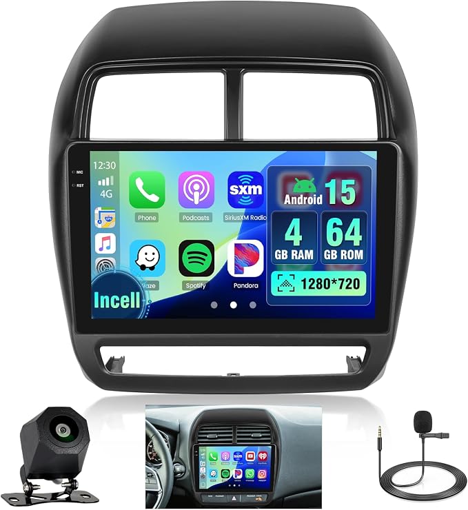 4G+64G Android 15 Radio for Mitsubishi Outlander Sport RVR ASX 2019-2021 Wireless CarPlay, 10'' Incell Full Touchscreen Stereo Android Auto Bluetooth 5G WiFi EQ FM RDS GPS WiFi SWC AHD Backup Camera
