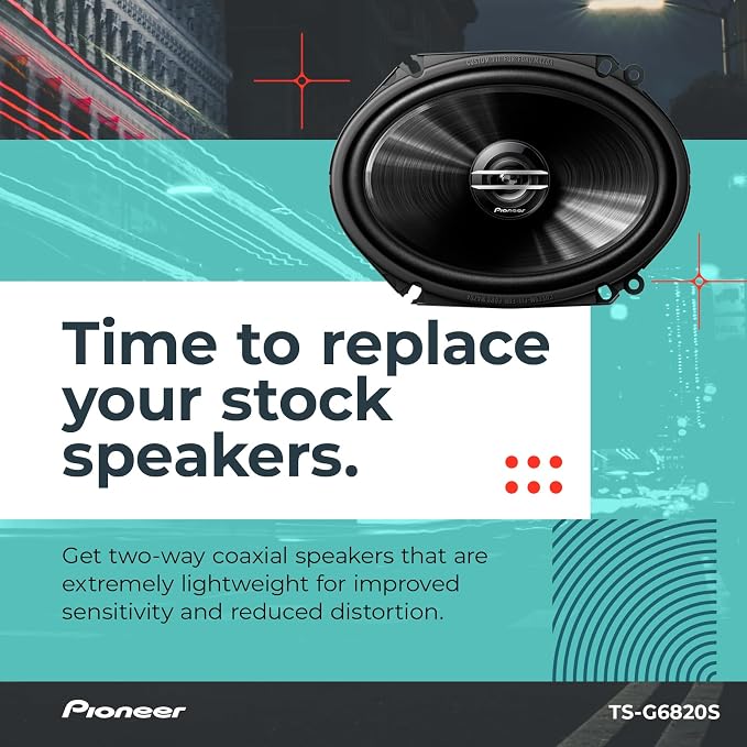 G-Series TS-G6820S 6” x 8” 2-Way Speakers (Pair) – 250W Max, Balanced Sound + Smooth Treble, Great Stock Replacement, High-Efficiency Speaker Designed for OEM Power
