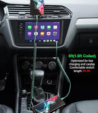 USB C Cable Fast Charging 60W 5FT, 2Pack Coiled USB A to USB C Cable for Car, iPhone USB C Cable USB to Type C Charging for iPhone 17/16/15 Pro Max/Samsung Galaxy S20 S10 and More USB C Devices-Green