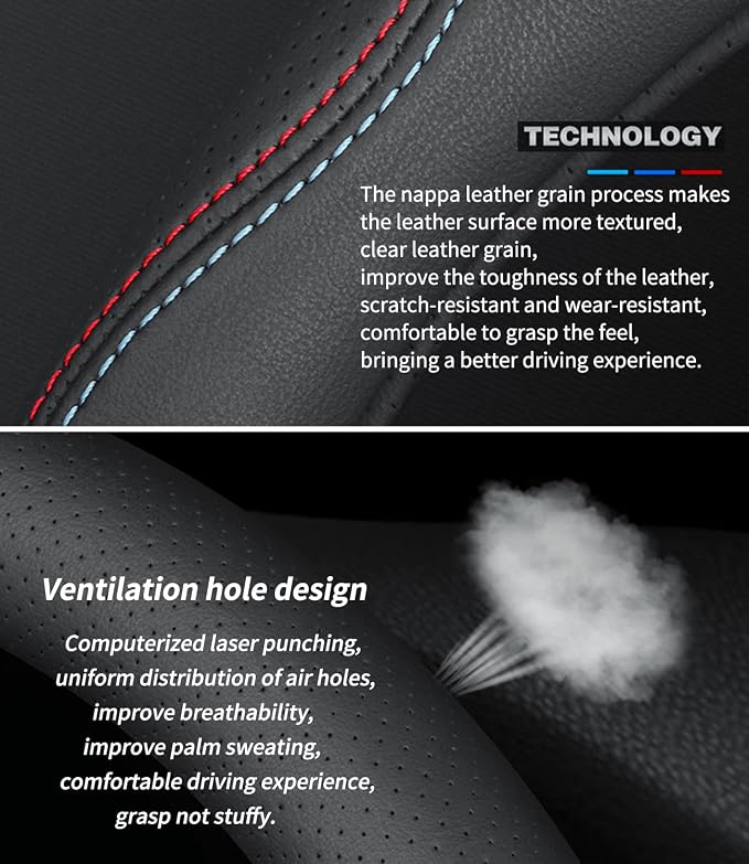 Deer Route Custom-Fit for Acura Steering Wheel Cover, Premium Leather Car Steering Wheel Cover with Logo, Non-Slip, Breathable, for Acura Accessories (B-Style,for Acura)