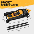 DNA Motoring Low Profile Hydraulic Trolley Service/Floor Jack, 4 Ton (8000 lbs) Capacity, Lifting Range 4.5"-20", Orange, TOOLS-00307-OG