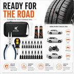 Tire Repair Screws Kit, Screw in Tire Plugs for Emergency Puncture Repair, Rubber Nail Screw in Tire Plug Kit with Pliers, Screwdriver & Rubber Cement for Tubeless Tires