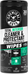 Total Interior New Car Smell Cleaner & Protectant Wipes – All-in-One Interior Cleaning Wipes for Dashboards, Vinyl, Leather, Fabric & Glass – Cleans & Protects, New Car Scent, 30 Ct